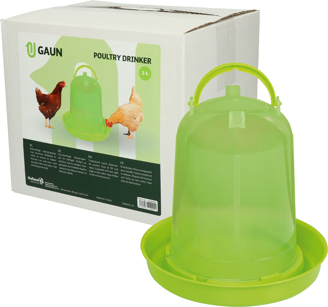 Abreuvoir pour poules en plastique transparent vert citron 3 l – Gaun – Image 1