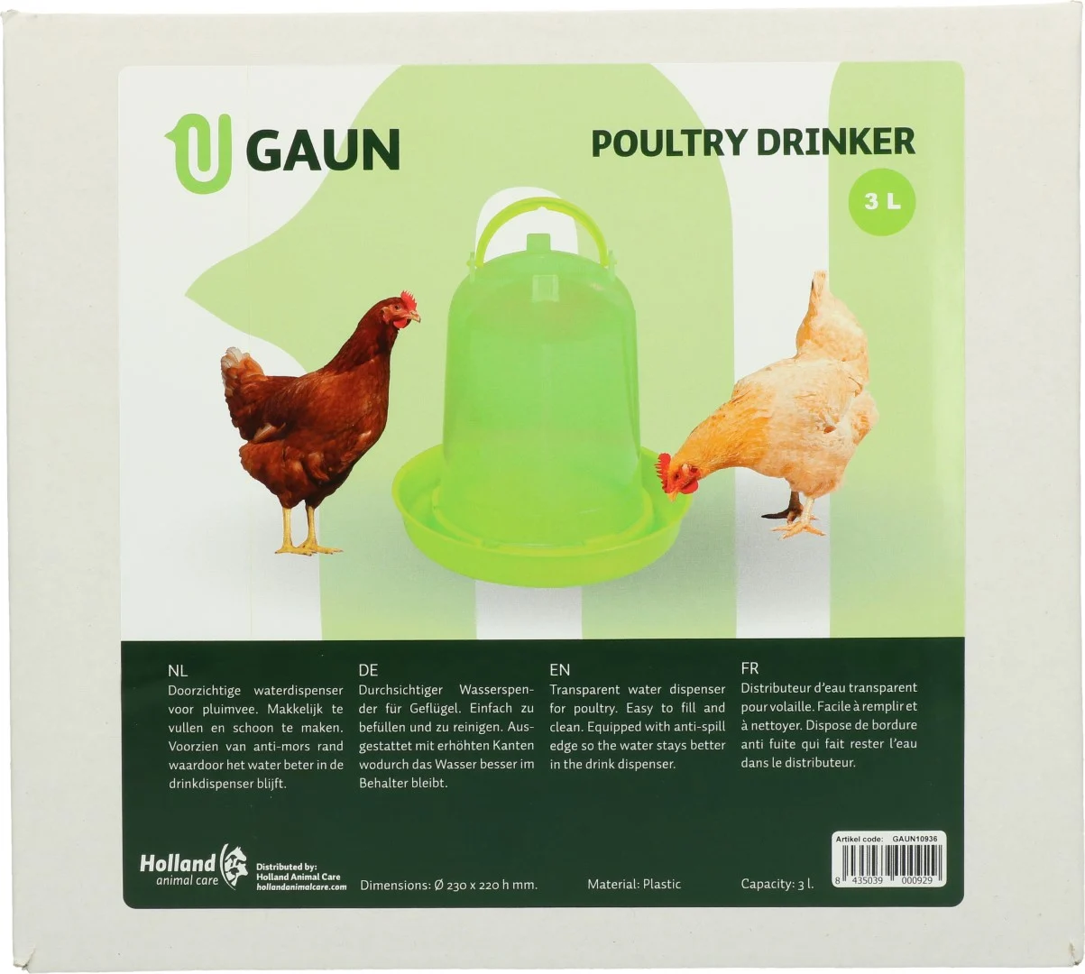 Abreuvoir pour poules en plastique transparent vert citron 3 l – Gaun – Image 4