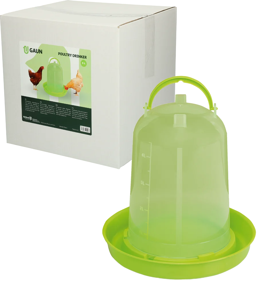 Abreuvoir pour poules en plastique transparent vert citron 5 l – Gaun – Image 1
