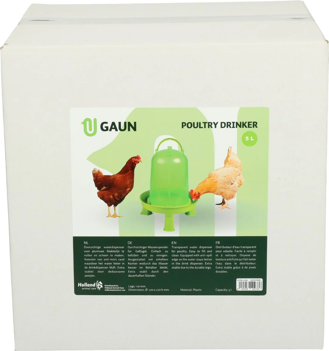 Abreuvoir pour volailles sur pieds, vert citron, 5 l – Gaun – Image 4