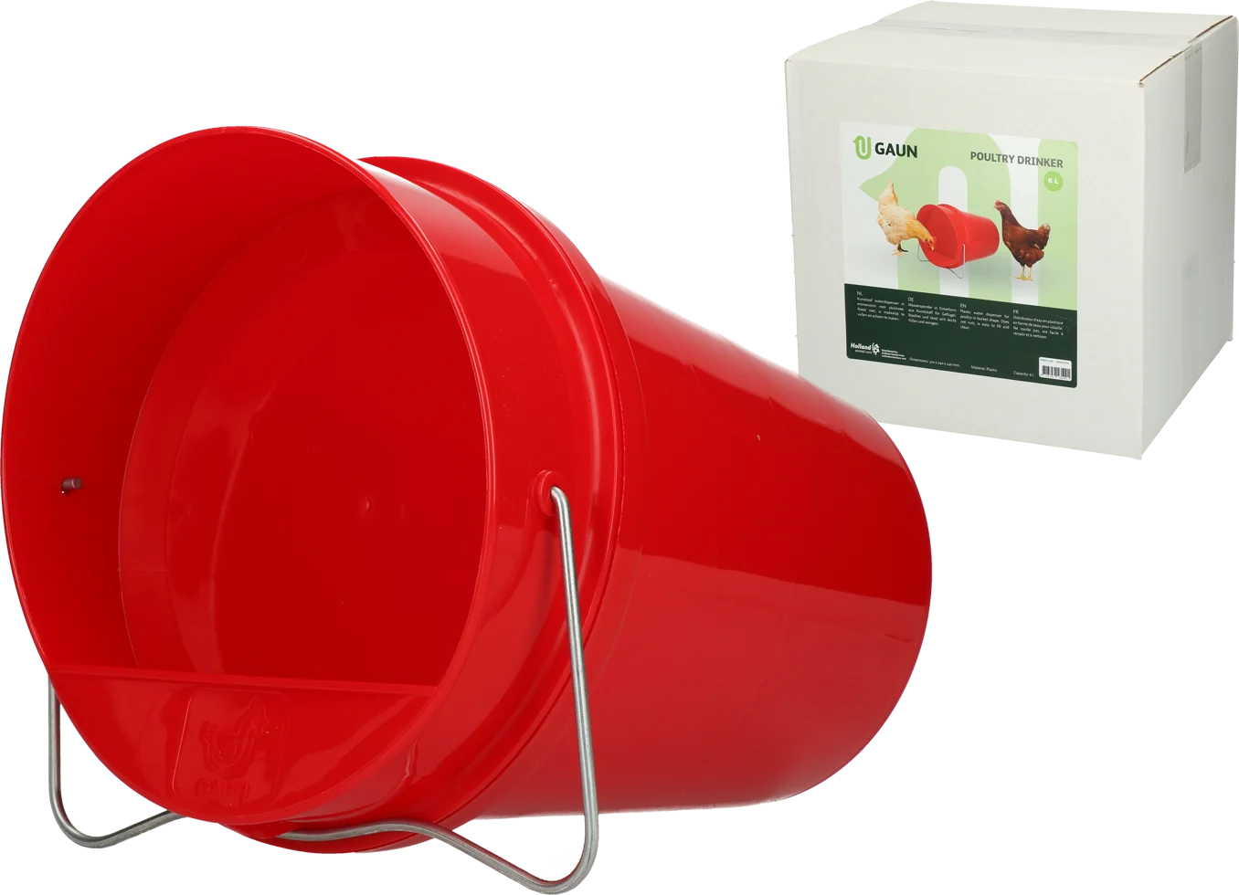 Seau-abreuvoir en plastique pour poules 6 l rouge – Gaun – Image 1