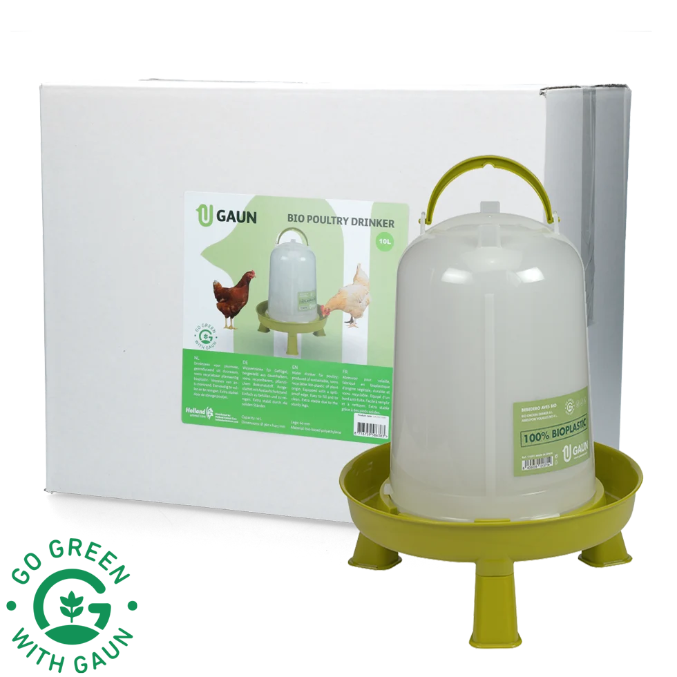 Abreuvoir pour poules sur pieds en plastique recyclé vert citron, 10 l – Gaun Bio – Image 1