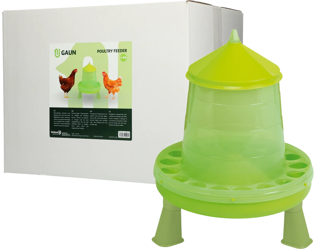 Tour d’alimentation pour volailles sur pieds, vert citron, 4 kg – Gaun – Image 1