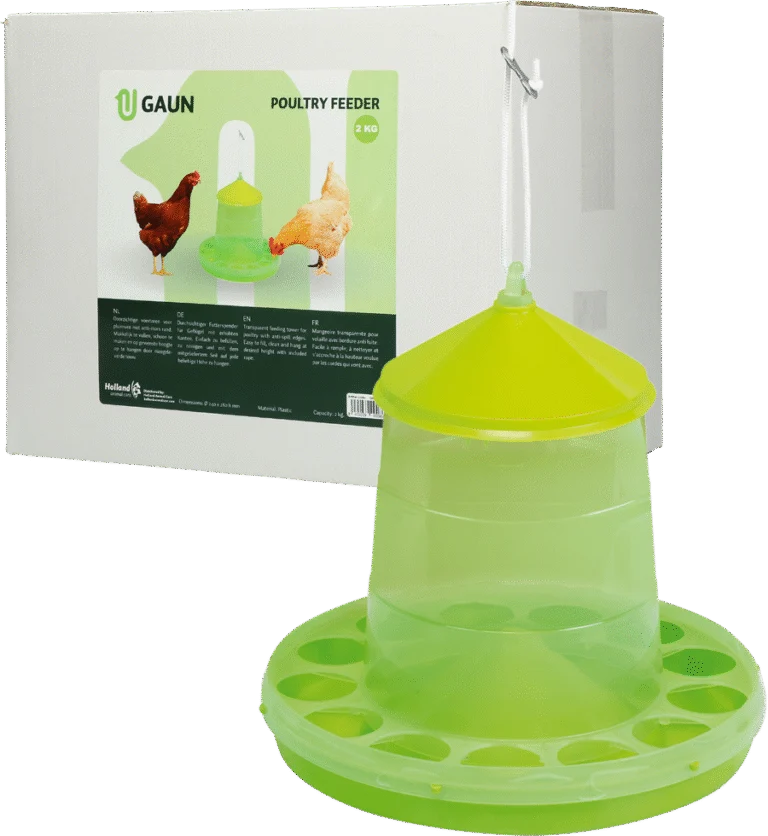 Tour d’alimentation pour volailles en bioplastique transparent, vert citron, 2 kg – Gaun Bio Green Lemon