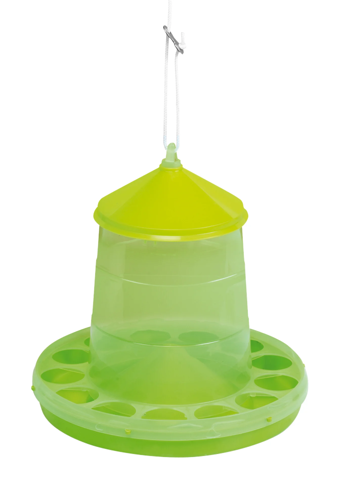 Tour d’alimentation pour volailles en bioplastique transparent, vert citron, 2 kg – Gaun Bio Green Lemon – Image 2