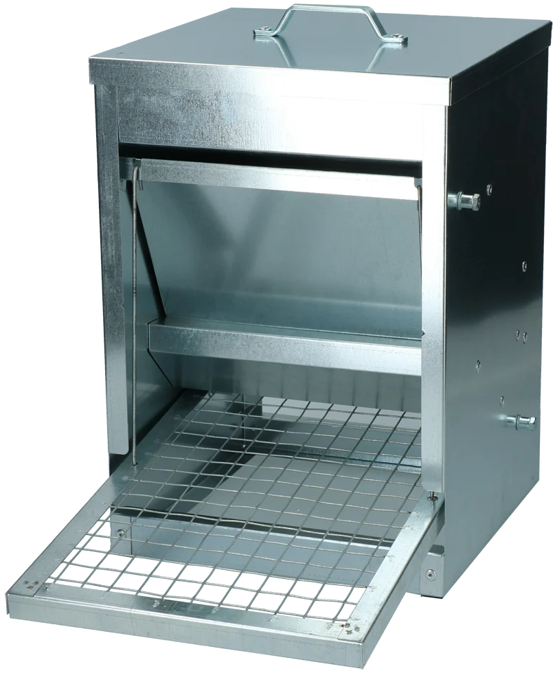 Mangeoire pour poules en métal galvanisé avec grille, 5 kg – Gaun – Image 1