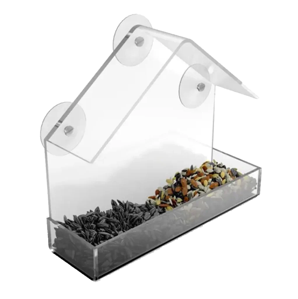 Mangeoire pour oiseaux en plastique avec 3 ventouses, 150 x 63 x 150 mm – Gaun – Image 1