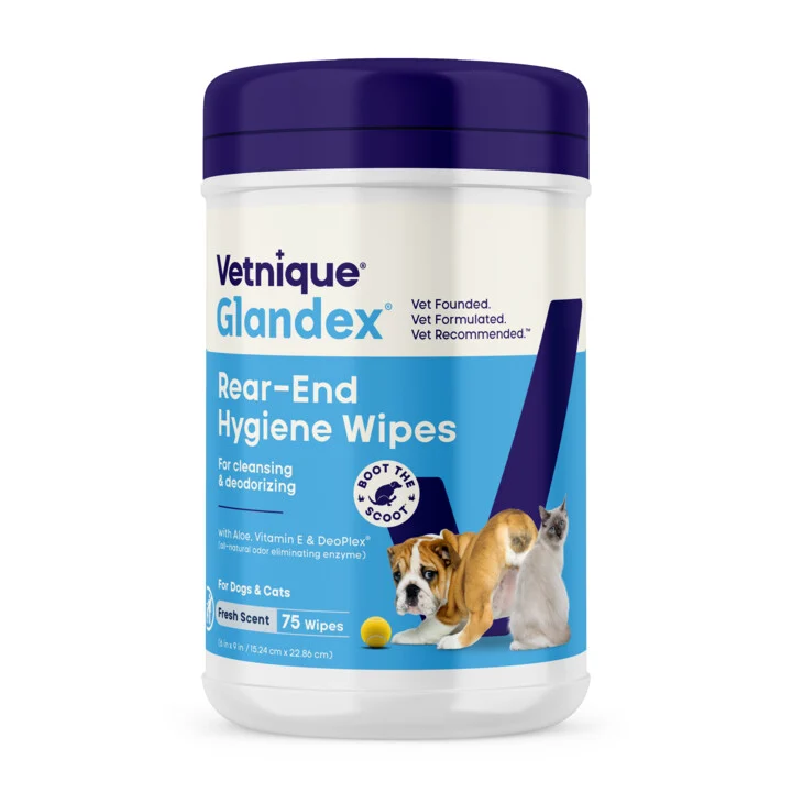 Lingettes nettoyantes pour l’arrière-train des chiens et des chats, 75 unités – Glandex Wipes – Image 1