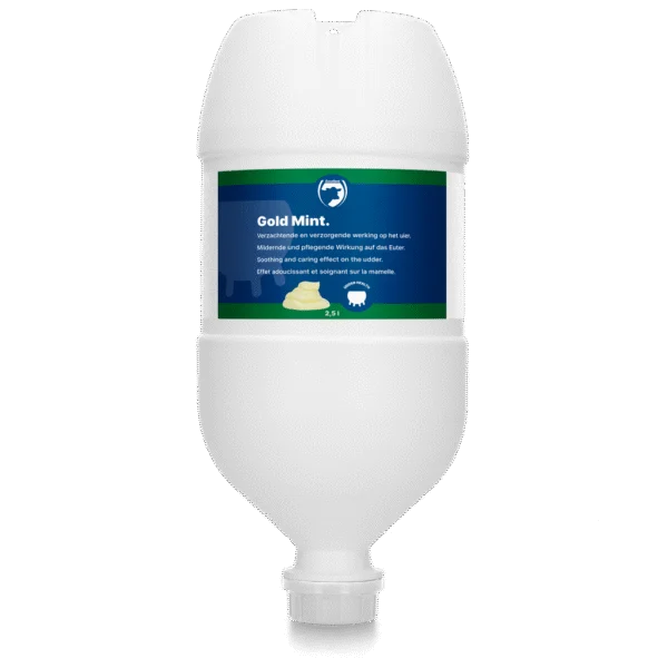 Gel pour la mamelle des vaches laitières à l’huile de menthe poivrée, 2,5 l – Excellent Gold Mint