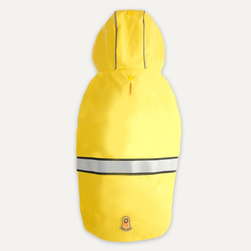 Imperméable pour chien à capuche avec bordure réfléchissante, XXL, longueur du dos 64 cm, jaune et gris – Goo-eez Reflective Hooded Raincoat – Image 3