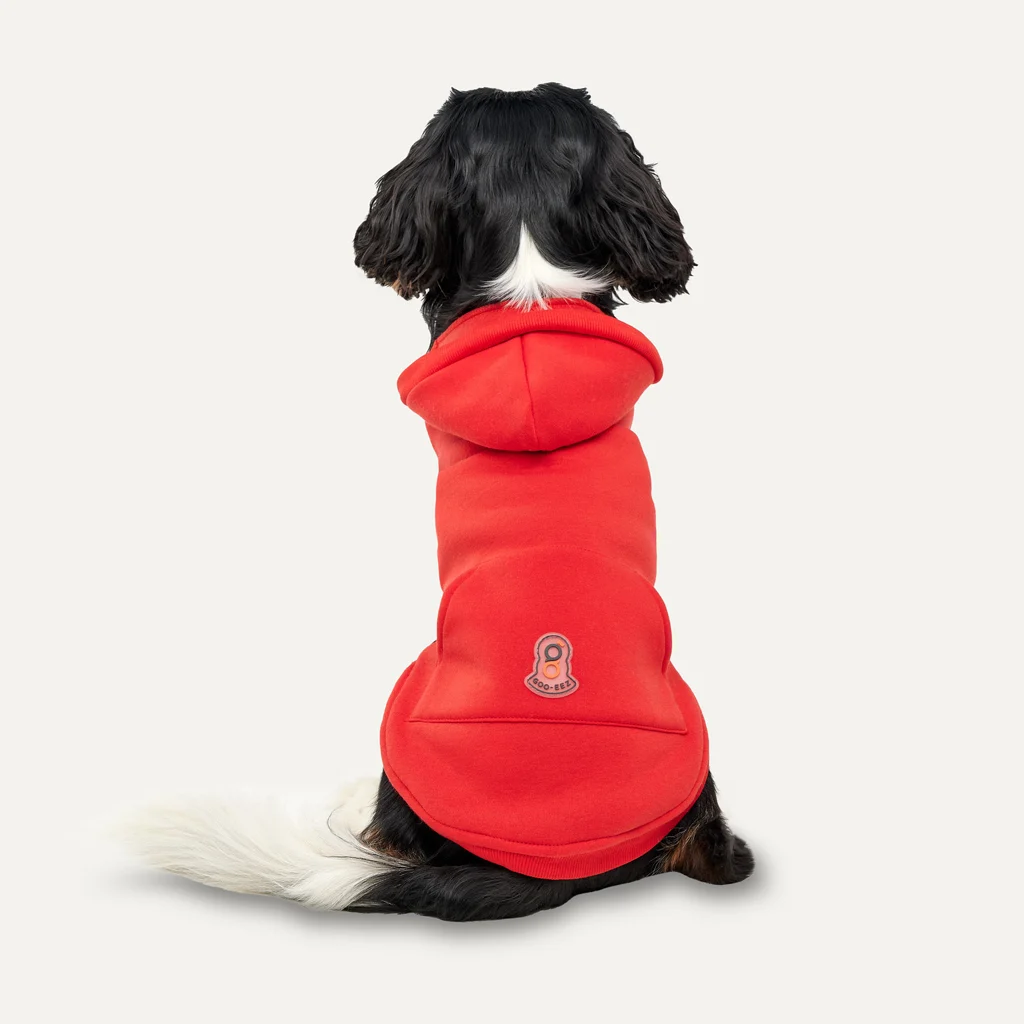 Sweat à capuche pour chien avec doublure en peluche, rouge et noir, XXS – Goo-eez Kangaroo Fleece Hoodie – Image 4