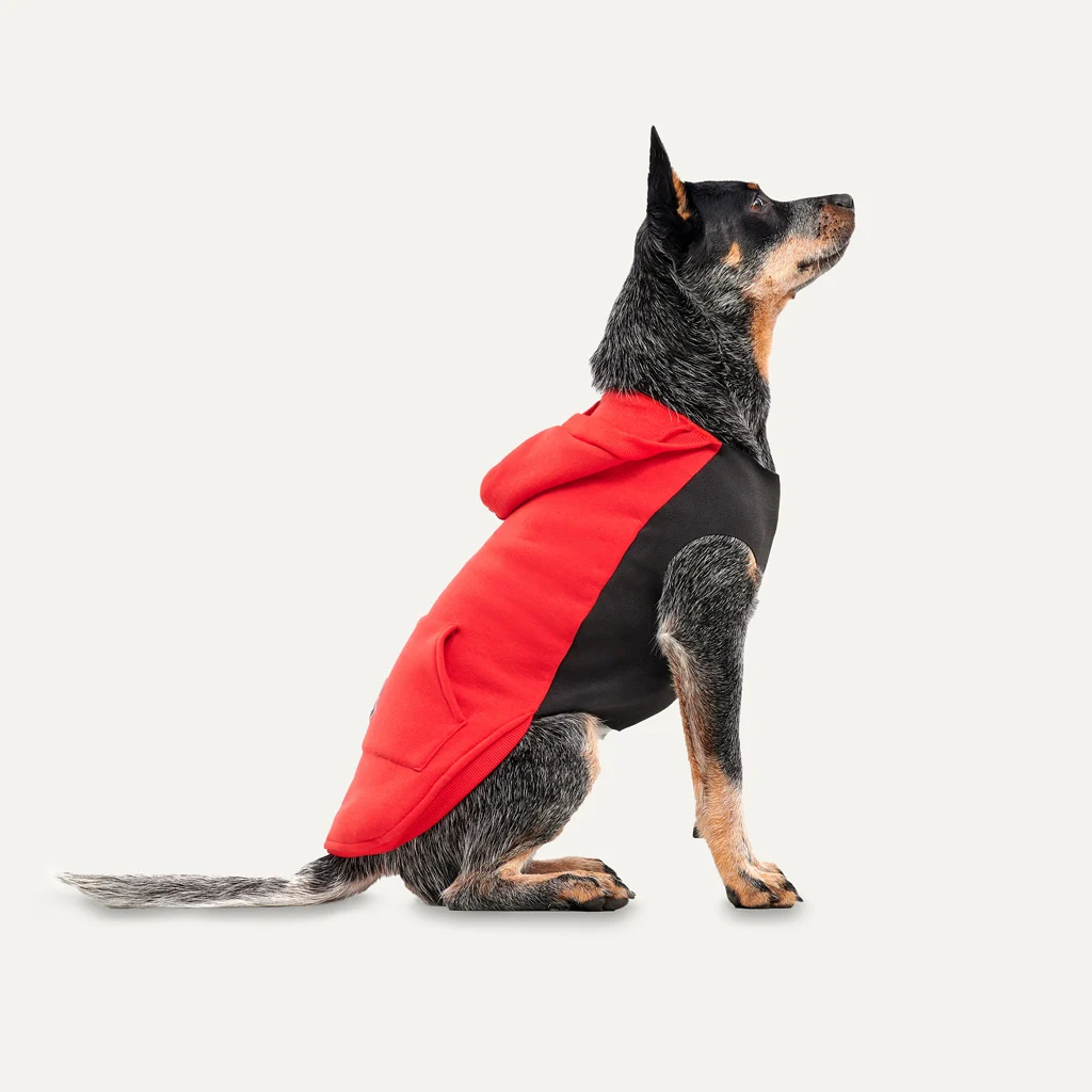 GOOE054D.png Sweat à capuche en polaire pour chien avec doublure peluche, taille M, rouge et noir – Goo-eez Kangaroo Fleece Hoodie – Image 1