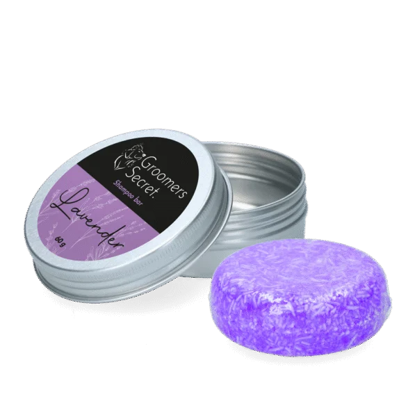 Pain de shampoing avec après-shampoing et parfum lavande, 60 g – Groomers Secret Shampoo Bar Lavendel