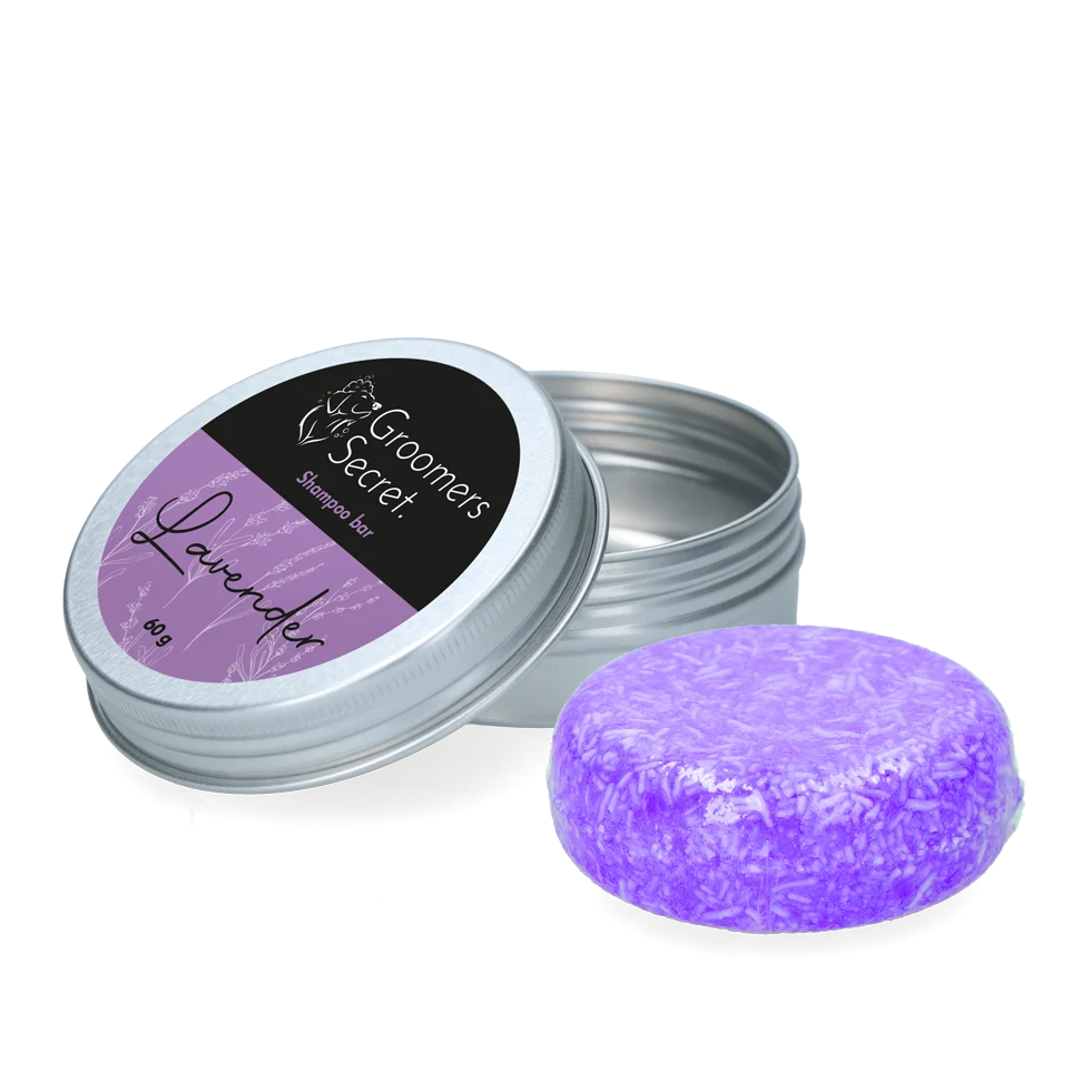 GROO020.png Pain de shampoing avec après-shampoing et parfum lavande, 60 g – Groomers Secret Shampoo Bar Lavendel – Image 1