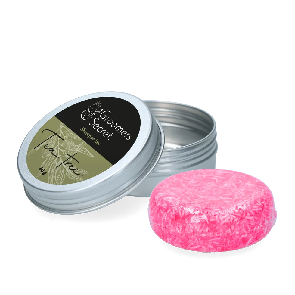 Shampoing solide avec après shampooing, parfum Tea Tree, 60 g – Groomers Secret Shampoo Bar Tea Tree – Image 1