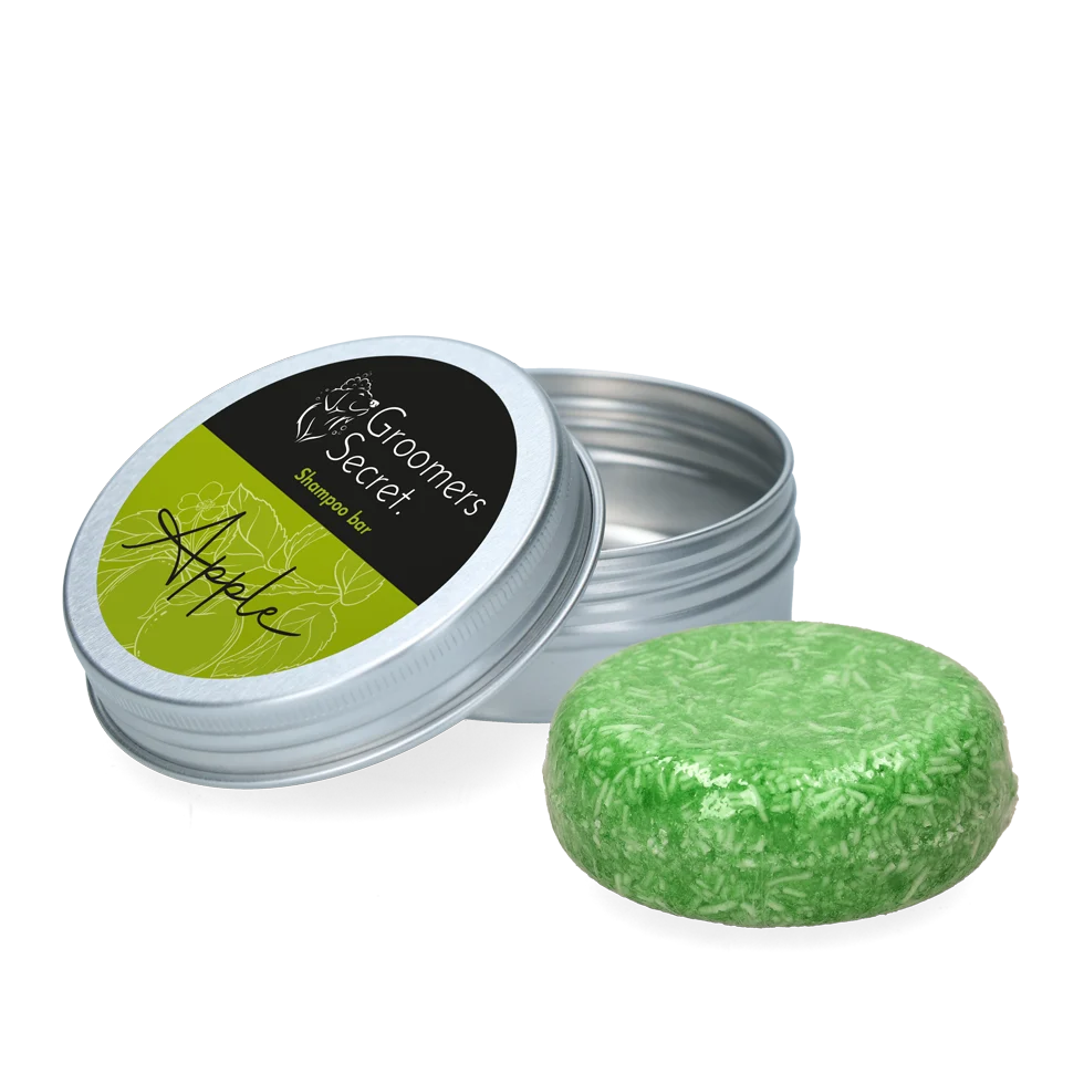 Shampoing solide avec après shampoing et parfum de pomme, 60 g – Groomers Secret Shampoo Bar Appel – Image 1