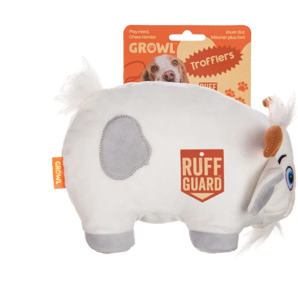 Peluche pour chien avec grand pouic – Growl Trofflers Bleaty la chèvre