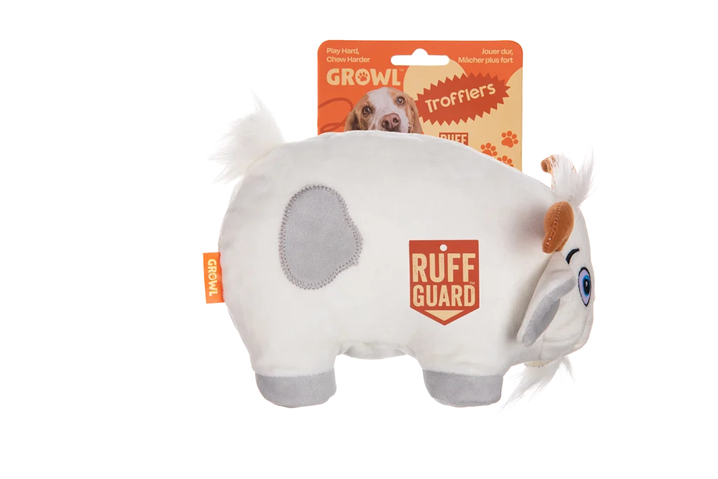 GROWL52001.png Peluche pour chien avec grand pouic – Growl Trofflers Bleaty la chèvre – Image 1