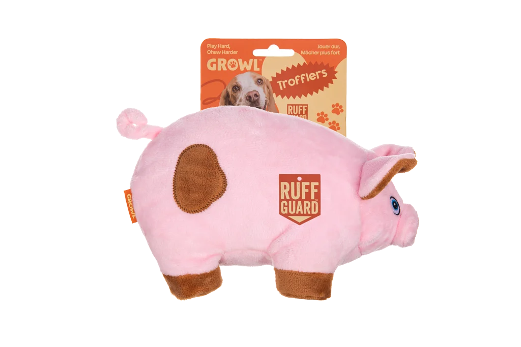 Peluche pour chien avec grand couineur – Growl Trofflers Oinkers le cochon – Image 1
