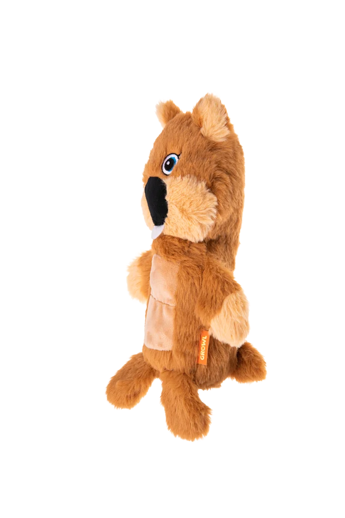 Peluche pour chien Castor en peluche avec tapis sonore et couineur – Growl Belly Boomerz Benny le Castor – Image 3