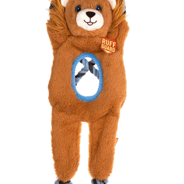 Jouet de traction en peluche et corde avec 2 couineurs – Growl Jungle Tugz Louie le lion