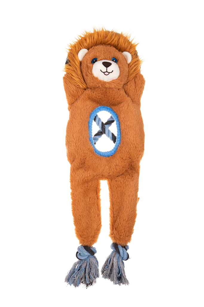Jouet de traction en peluche et corde avec 2 couineurs – Growl Jungle Tugz Louie le lion – Image 2