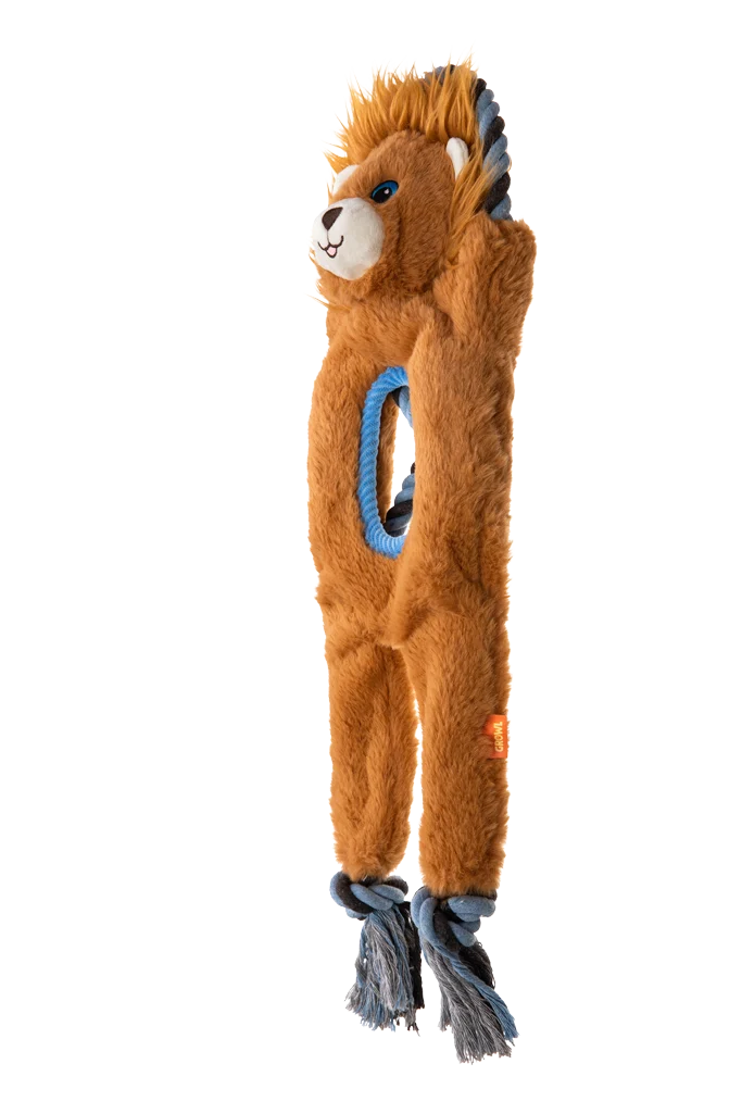 Jouet de traction en peluche et corde avec 2 couineurs – Growl Jungle Tugz Louie le lion – Image 3