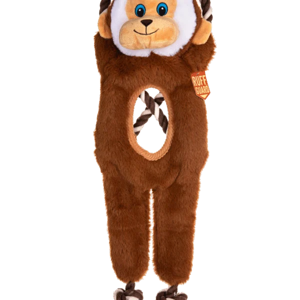 Jouet de traction pour chien avec corde et deux couineurs – Growl Jungle Tugz Max le Singe