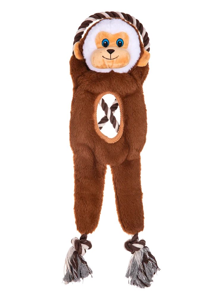 Jouet de traction pour chien avec corde et deux couineurs – Growl Jungle Tugz Max le Singe – Image 2