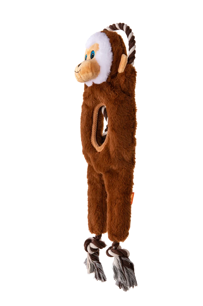 Jouet de traction pour chien avec corde et deux couineurs – Growl Jungle Tugz Max le Singe – Image 3