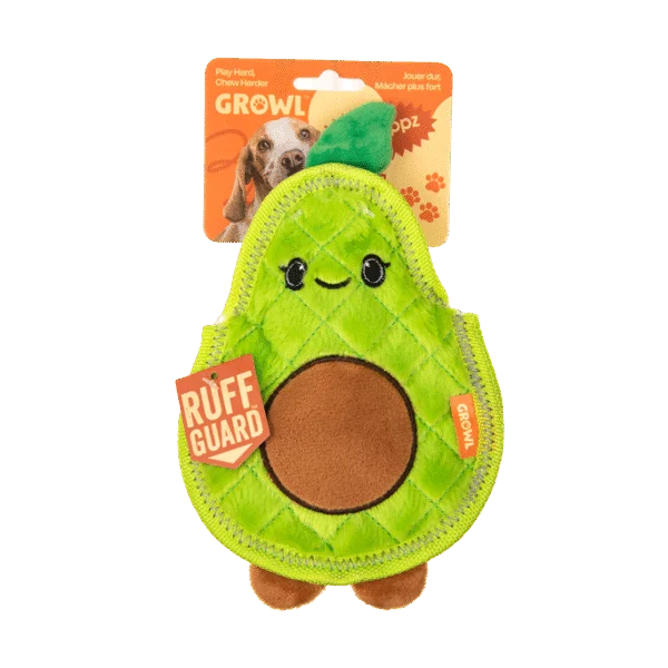 Jouet couineur pour chien avec trois couineurs – Growl Flip Floppz Ava l’Avocat