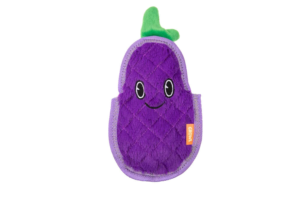Jouet couineur pour chien avec trois couineurs – Growl Flip Floppz Eddie l’Aubergine – Image 2