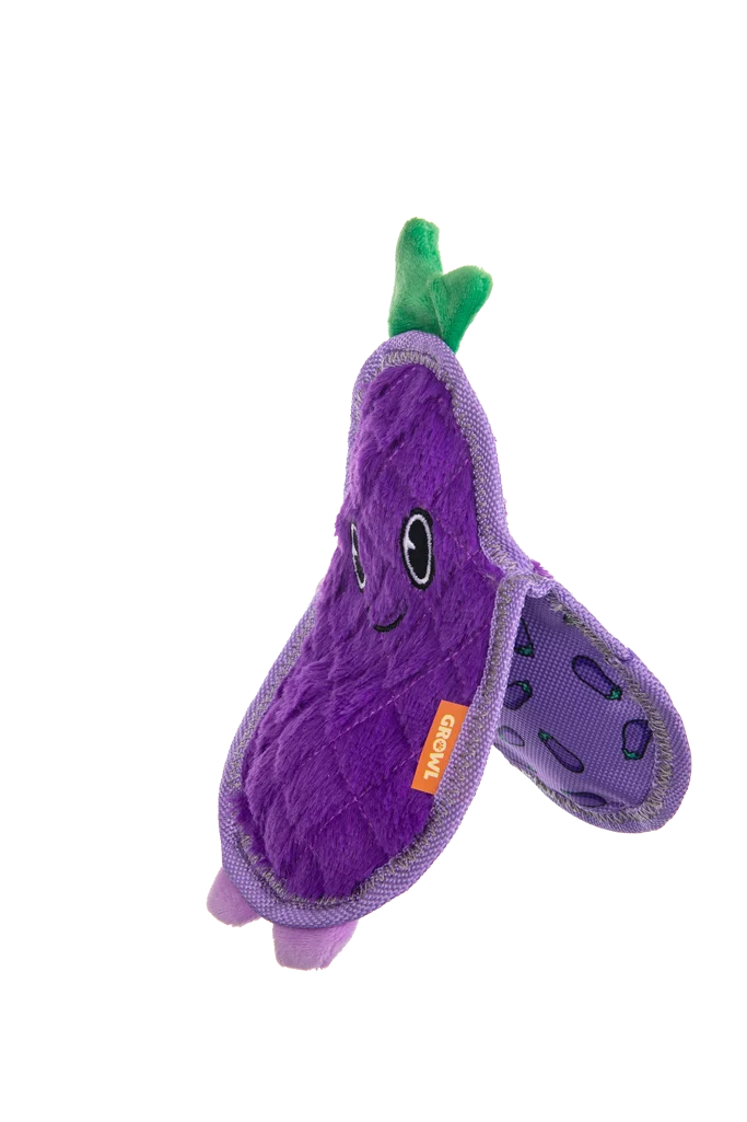 Jouet couineur pour chien avec trois couineurs – Growl Flip Floppz Eddie l’Aubergine – Image 3
