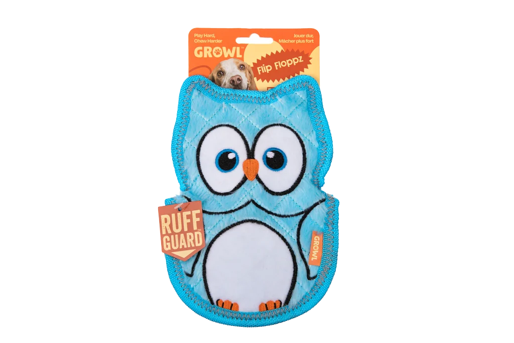 Jouet couineur pour chien avec trois couineurs – Growl Flip Floppz Ollie le hibou – Image 1