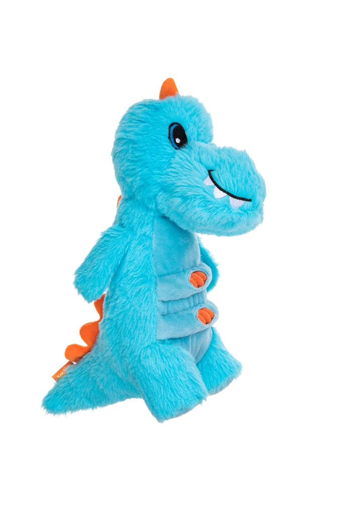 Peluche pour chien avec corde et grand couineur – Growl Stomperz Terry, le Tyrannosaure Rex bleu – Image 3
