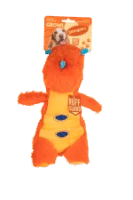 Peluche pour chien avec corde et grand couineur – Growl Stomperz Tina le tricératops orange
