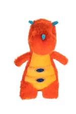 Peluche pour chien avec corde et grand couineur – Growl Stomperz Tina le tricératops orange – Image 2