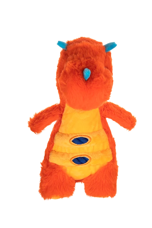 Peluche pour chien avec corde et grand couineur – Growl Stomperz Tina le tricératops orange – Image 2