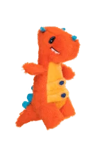 Peluche pour chien avec corde et grand couineur – Growl Stomperz Tina le tricératops orange – Image 3