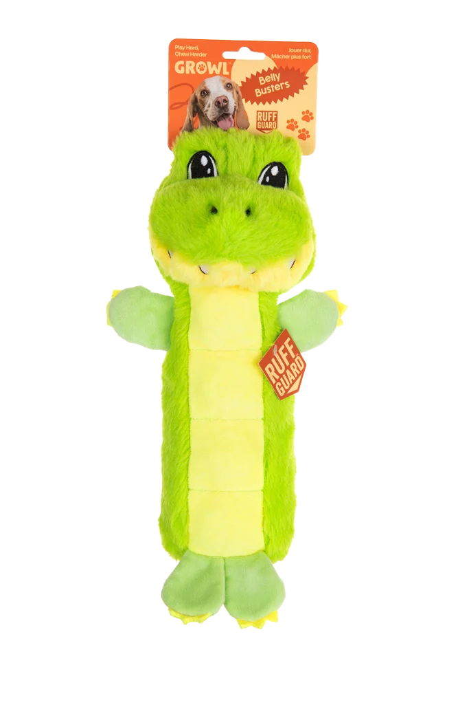Peluche pour chien avec zone couinante et couineur – Growl Belly Busters Gary le crocodile – Image 1
