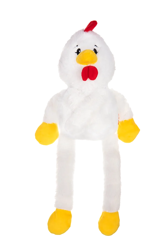 Jouet pour chien en peluche avec 5 couineurs – Growl Pulldozers Chuck le Poulet – Image 2