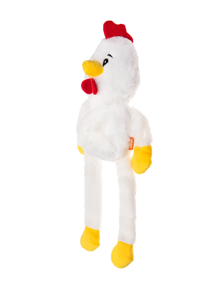 Jouet pour chien en peluche avec 5 couineurs – Growl Pulldozers Chuck le Poulet – Image 3