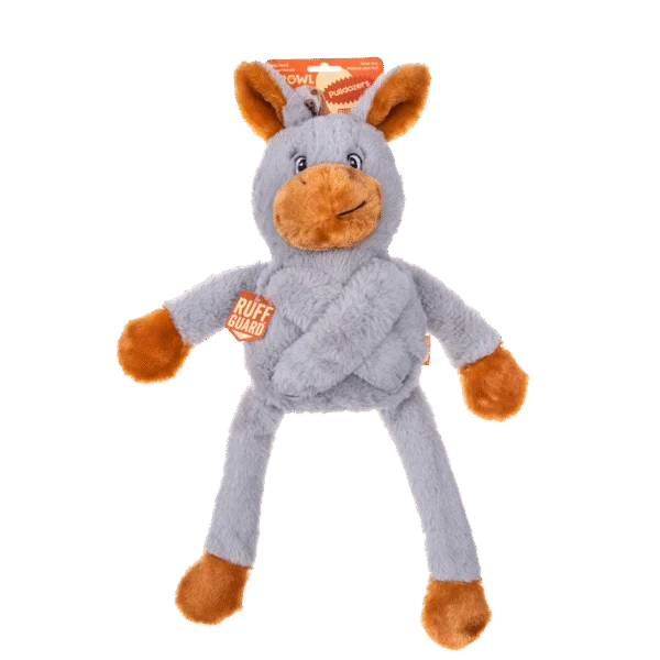 Jouet pour chien en peluche avec 5 couineurs – Growl Pulldozers Denny l’Âne