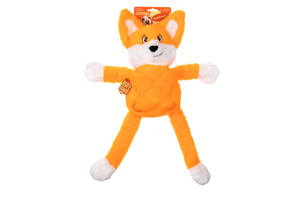 Peluche pour chien avec 5 couineurs – Growl Pulldozers Freddy le renard – Image 1