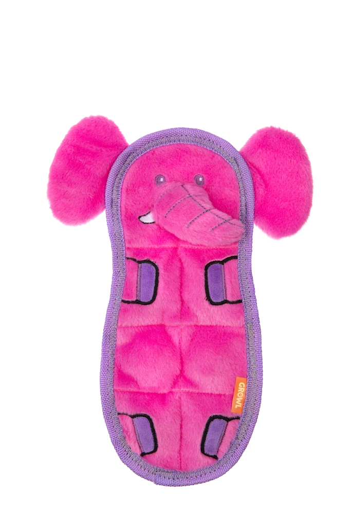 Peluche plate pour chien avec 7 couineurs – Growl Zoo Matz Ella l’éléphante – Image 2