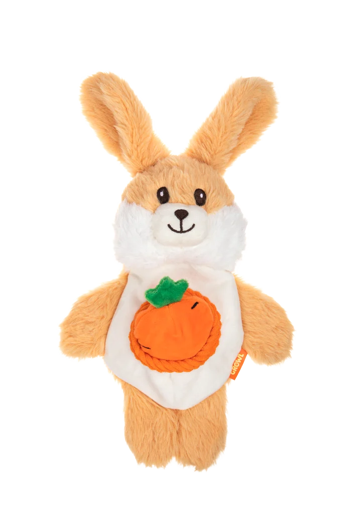 Peluche pour chien avec 2 couineurs et un jouet caché – Growl Snackerz Bentley le lapin – Image 2