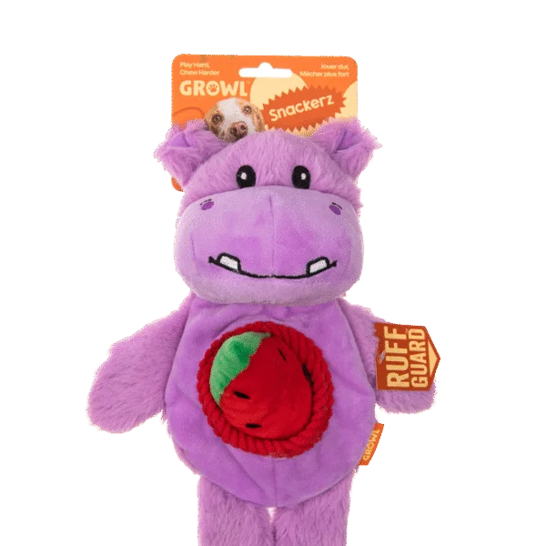 Peluche pour chien en peluche avec 2 couineurs et jouet caché – Growl Snackerz Hilda de Hippo