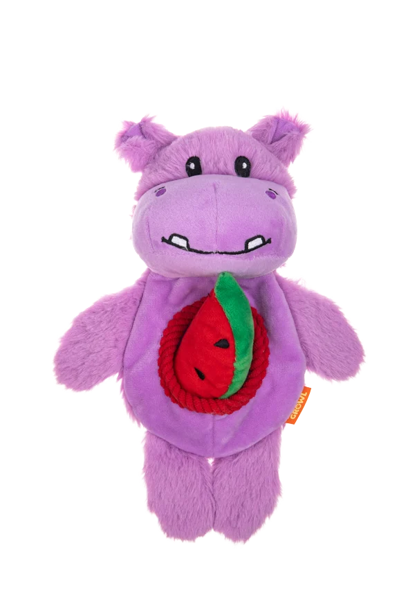 Peluche pour chien en peluche avec 2 couineurs et jouet caché – Growl Snackerz Hilda de Hippo – Image 2