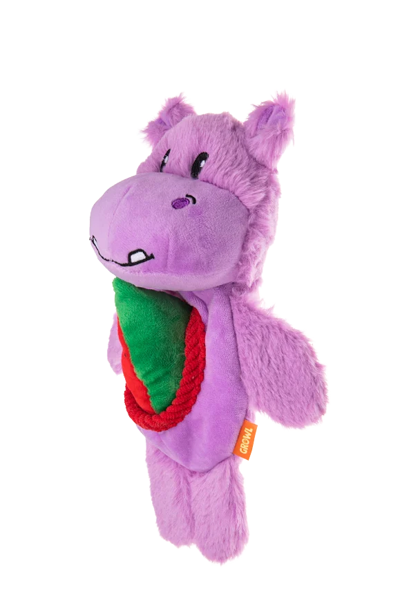 Peluche pour chien en peluche avec 2 couineurs et jouet caché – Growl Snackerz Hilda de Hippo – Image 3