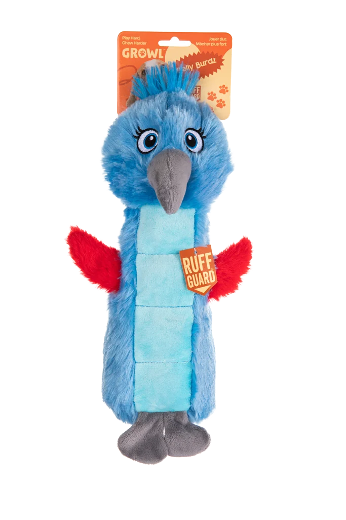 Peluche pour chien avec tissu sonore et couineur – Growl Belly Burdz Percy le perroquet – Image 1
